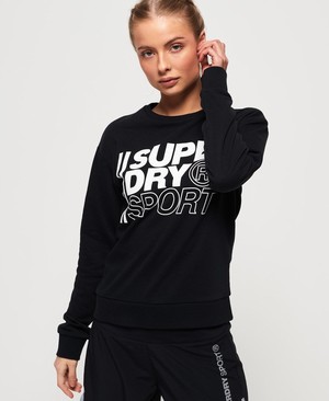 Superdry Core Sport Crew Női Pulóver Fekete | QTNIF7183